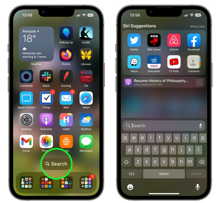 河口苹果手机维修分享升级到 iOS 16 后，如何删除主屏幕上的搜索按钮 